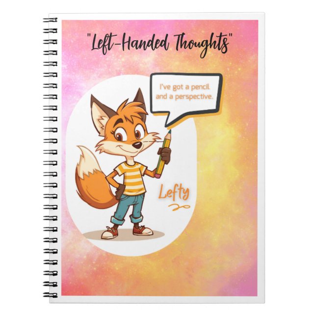📓🦊 Lefty™ Spiralhäfte - Vänsterhänta Tankar Anteckningsbok (Framsidan)