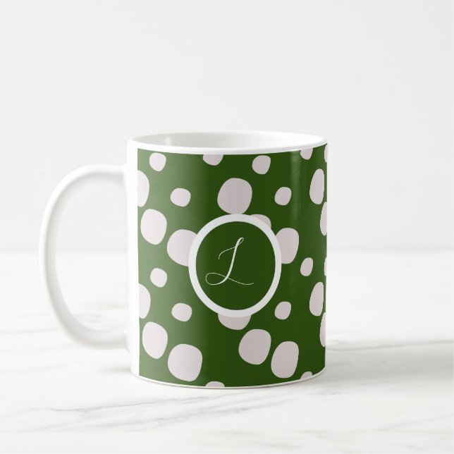 Lefy Grönt Rosa Dots Initial Kaffemugg (Vänster)
