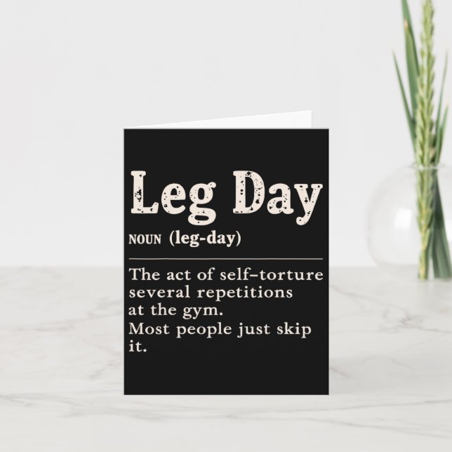 Leg Day Definition Gym Funny Tee Workout Weightlif Kort (Framsida)