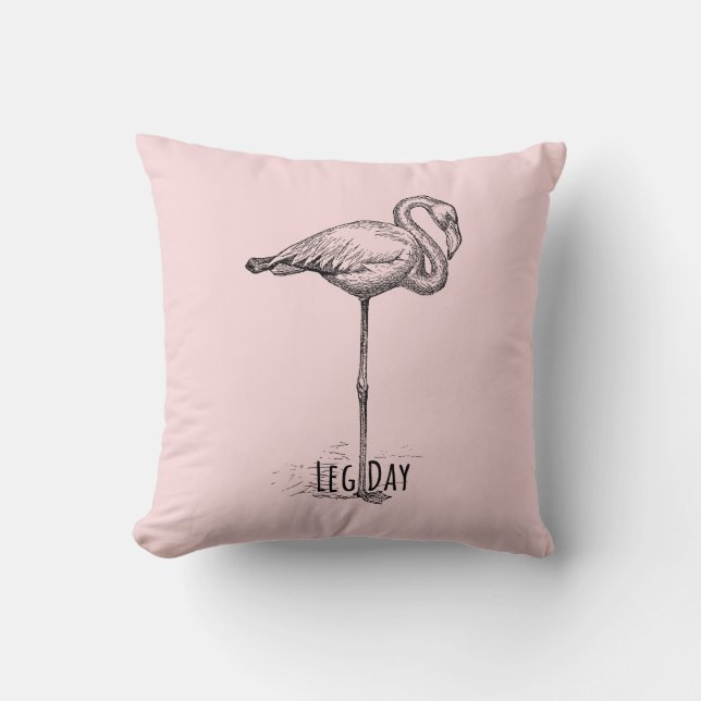 Leg Day Elegant Flamingo Fun Fitness Kudde (Framsida)
