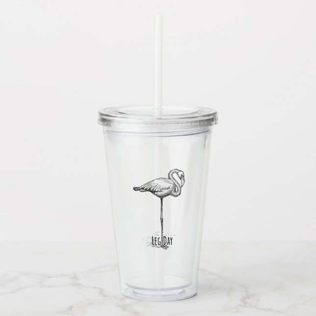 Leg Day Elegant Flamingo Fun Fitness Take Away Mugg (Framsida)