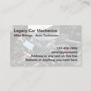 Legacy Automotive Retro Car Technician Visitkort