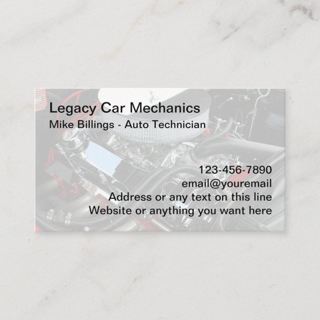Legacy Automotive Retro Car Technician Visitkort (Framsida)