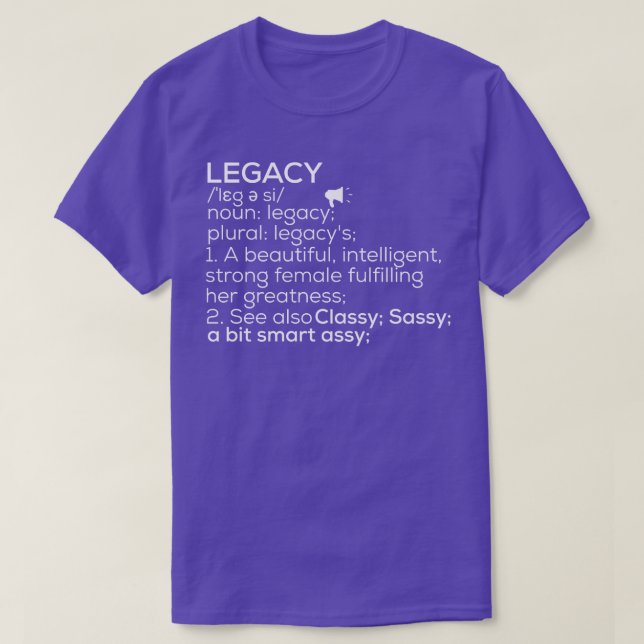 Legacy Definition Legacy Legacy Namn tidigare kvin T Shirt (Design framsida)