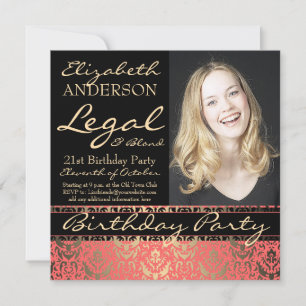 Legal och Blond 21:a födelsedagen Party Inbjudningar