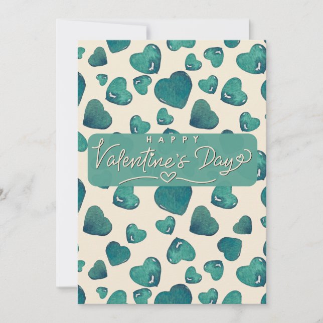 legant Watercolor Valentine's Day Card Julkort (Framsida)