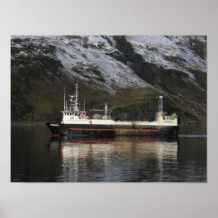 Legat som fiskar trawleren i holländsk hamn, poster