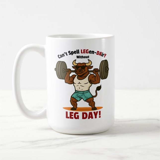 Legen-Dairy Leg Day – Funny Bull Squat Workout Kaffemugg (Vänster)