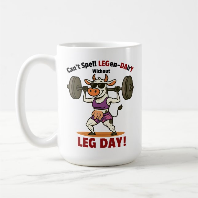 Legen-Dairy Leg Day – Funny Cow Squat Workout Kaffemugg (Vänster)