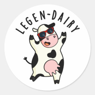 Legen-mejeri Funny Cow Pun Runt Klistermärke
