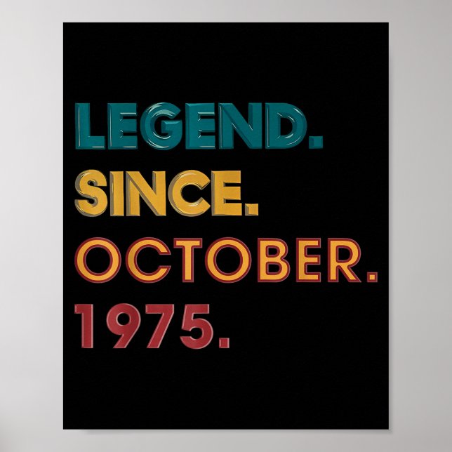 Legend 1975 50th Birthday For Men Women 50 Year Ol Poster (Framsidan)