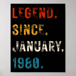 Legend 1980 46-årspresenter för män kvinnor 46 År Poster