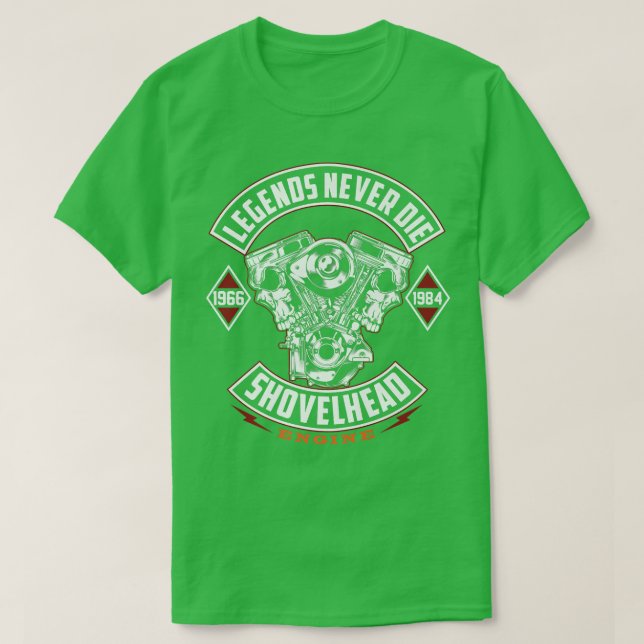 Legend är aldrig "Shovelhead Oldschool Motorcle" T Shirt (Design framsida)