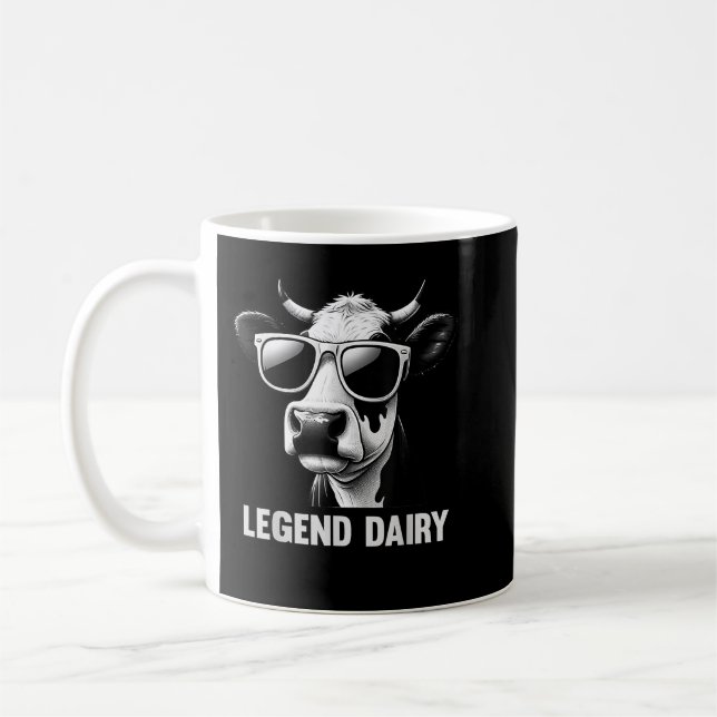 Legend Dairy Funny Farmer Cow Farmer Pun Graphic Kaffemugg (Vänster)