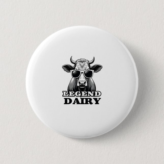 Legend Dairy Funny Farmer Cow Farmer Pun Graphic T Knapp (Framsida)