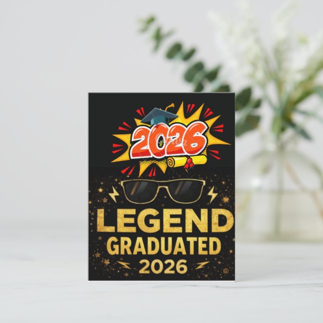 Legend Examen 2026 Rolig Examen Design |pos Inbjudningar (Stående Fram)