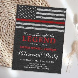 Legend Firefighter Pension Party Thin Red Line Inbjudan Vykort
