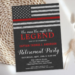 Legend Firefighter Pension Party Thin Red Line Inbjudningar