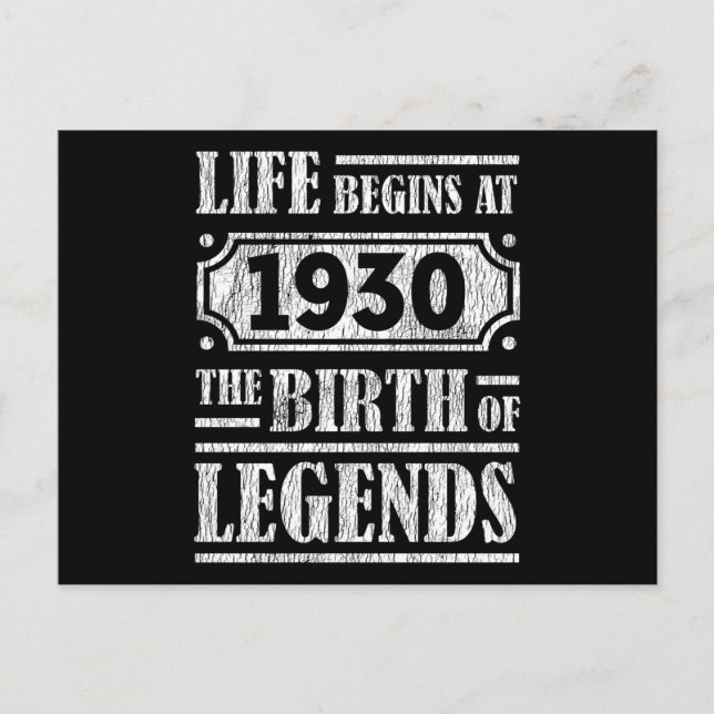 Legend Född 1930 Retro Vintage Födelsedagspresent Vykort (Framsida)