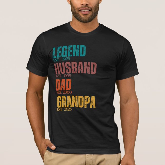 Legend Make Pappa Grandpa Anpassningsbar Est. Året T Shirt (Framsida)