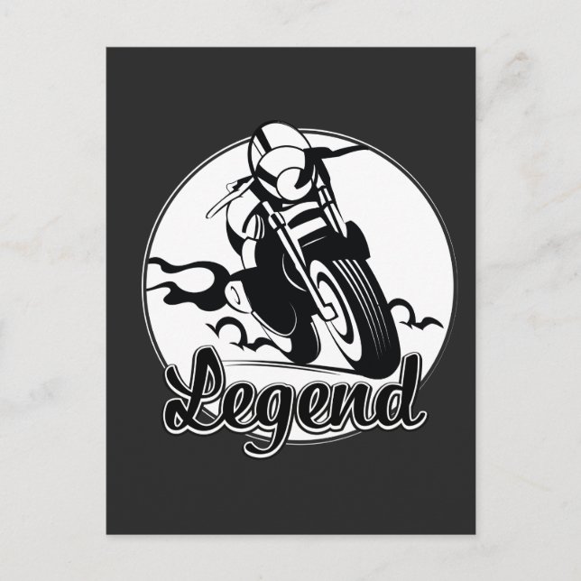 Legend Motorcykel T-Shirt Vykort (Framsida)