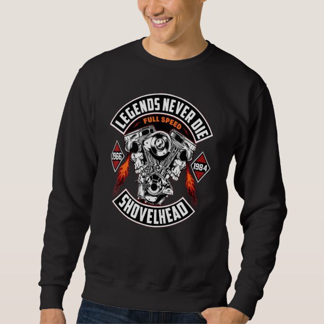 Legend Never Die Skull Mekanisk Motor Lång Ärmad Tröja (Framsida)