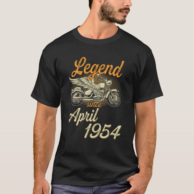 Legend Since April 1954 Age 68Th Birthday Motorcyc T Shirt (Framsida)