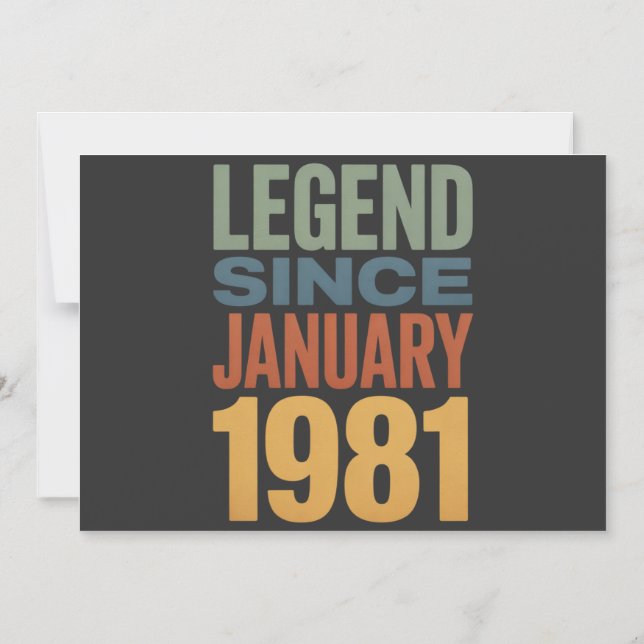Legend Since January 1981 Retro Birthday Classic Magnetisk Inbjudningskort (Framsida)