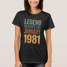 Legend Since January 1981 Retro Birthday Classic T Shirt