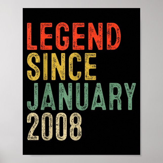 Legend Since January 2008 18th Birthday 18 Year Ol Poster (Framsidan)