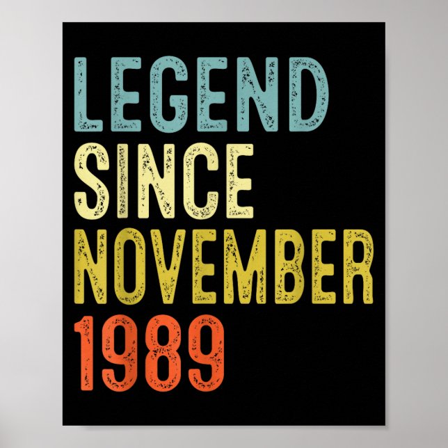 Legend Since November 1989 36th Birthday 36 Year O Poster (Framsidan)