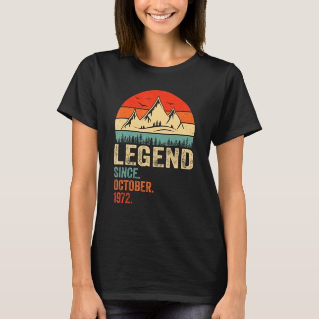 Legend Since October 1972 Retro 50 Years Old 50th  T Shirt (Framsida)