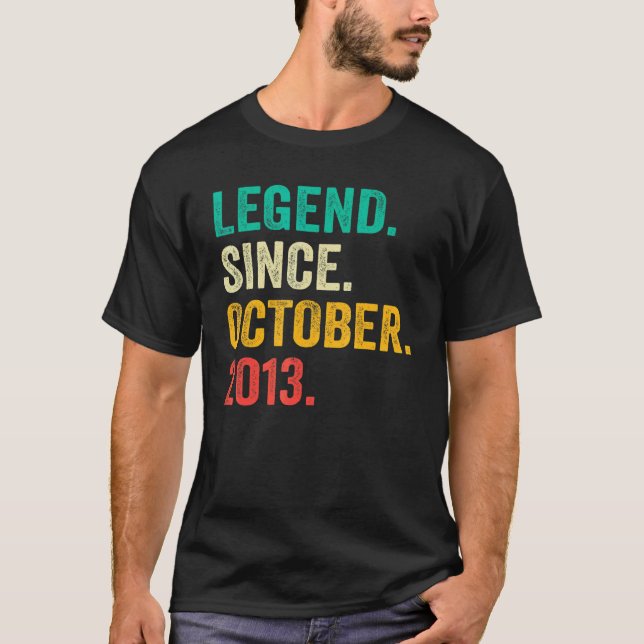 Legend Since October 2013 9th Birthday  9 Years Ol T Shirt (Framsida)
