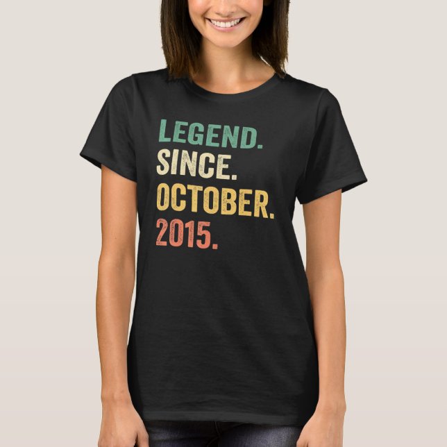 Legend Since October 2015 7th Birthday  7 Years Ol T Shirt (Framsida)