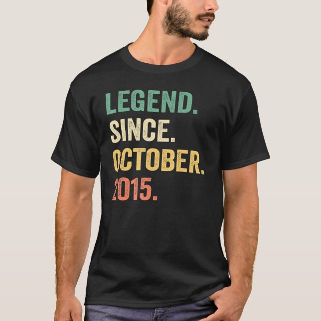 Legend Since October 2015 7th Birthday  7 Years Ol T Shirt (Framsida)