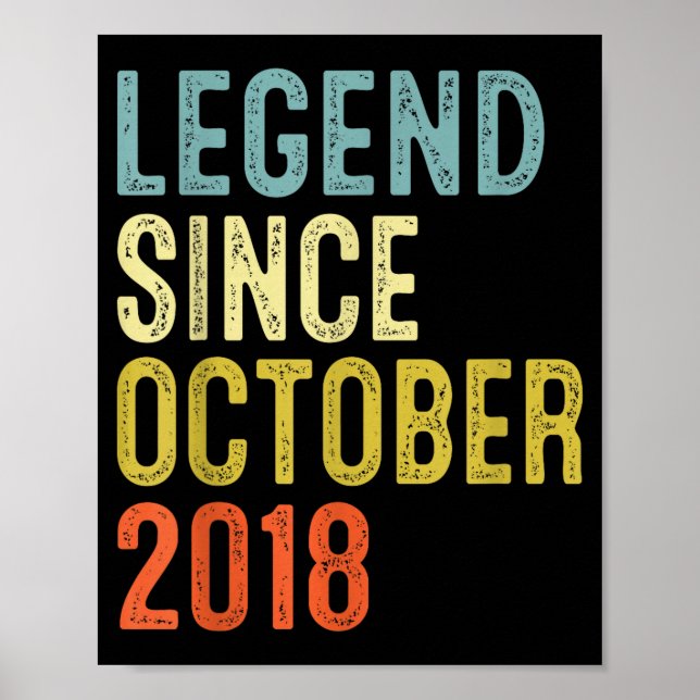 Legend Since October 2018 7th Birthday 7 Year Old  Poster (Framsidan)