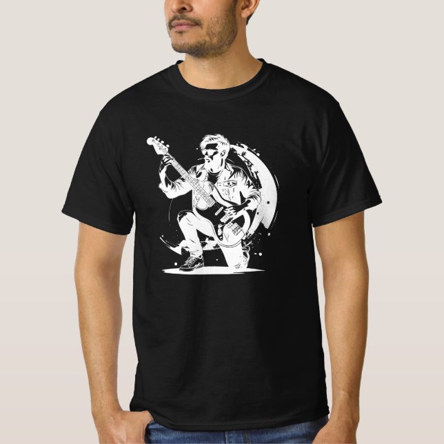 Legend Symbol för Rock and Roll Basist SVG T Shirt (Framsida)