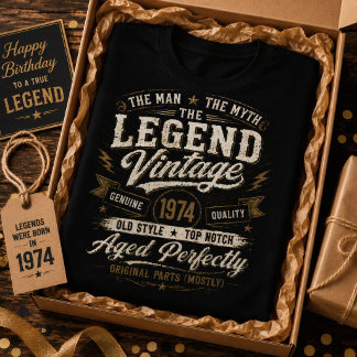 Legend Vintage 1974 Åldrats Perfekt 52-årsdag T Shirt