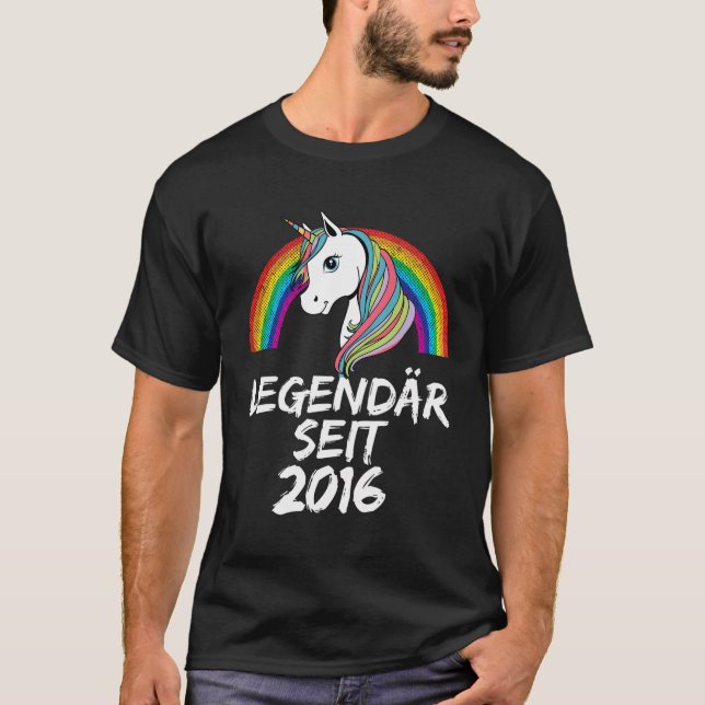 Legendã R Seit 2016 Einhorn Regenbogen Lustiges T Shirt (Framsida)