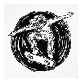 Legendär Skater som utför Skateboarding mitt Luft Fototryck