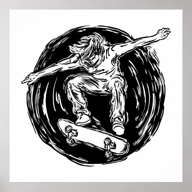 Legendär Skater som utför Skateboarding mitt Luft Poster (Framsidan)