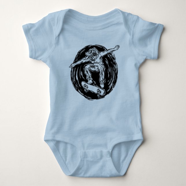 Legendär Skater som utför Skateboarding mitt Luft T Shirt (Framsida)