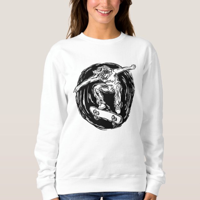 Legendär Skater som utför Skateboarding mitt Luft T Shirt (Framsida)