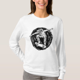 Legendär Skater som utför Skateboarding mitt Luft T Shirt