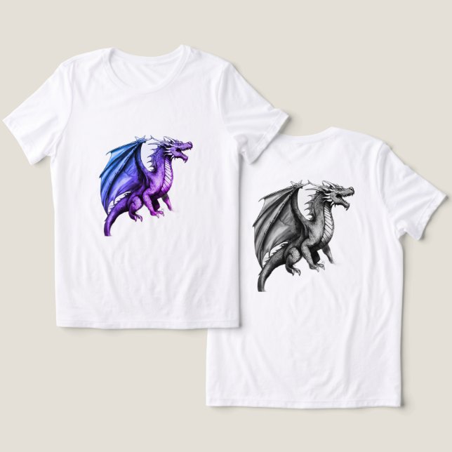 "Legendära skapelser: Intricate Black & White T Shirt (Design fram och bak)