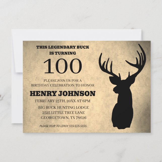 Legendarisk Buck 100-årsjubileum Jakt  Inbjudningar (Framsida)