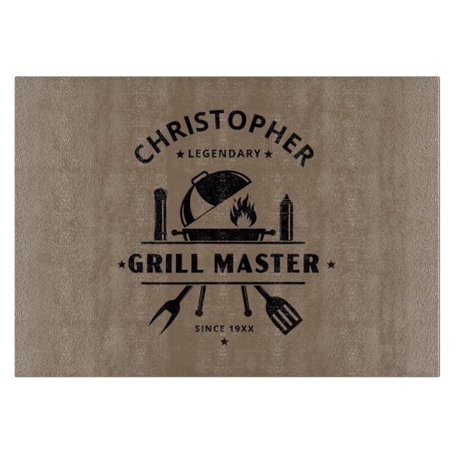 Legendarisk Grillmästare | Anpassat Namn Rustik Br (Framsidan)