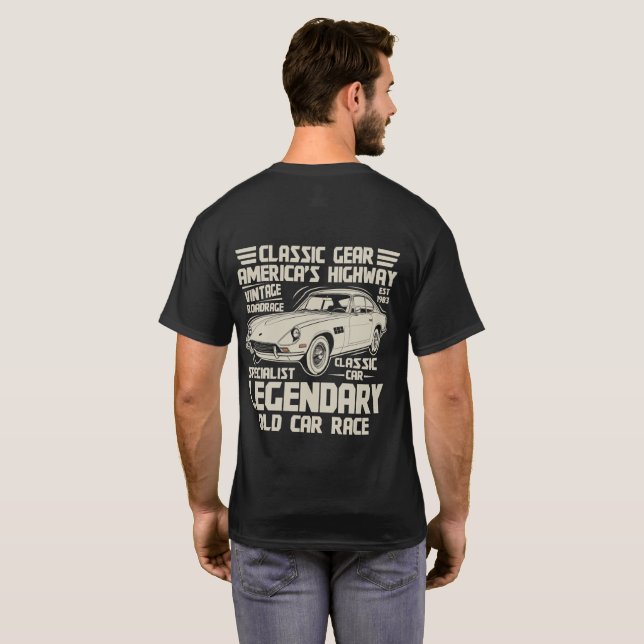 Legendarisk Klassisk Bil T-Shirt | Vintage Landsvä (Hel baksida)