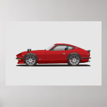 Legendarisk Klassisk Röd 240z Fairlady Bug Affisch