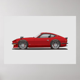 Legendarisk Klassisk Röd 240z Fairlady Bug Affisch